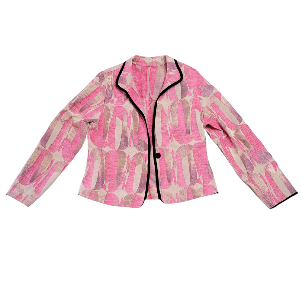 Khangura vintage tapestry geometric pink black blazer made in USA - Picture 1 of 6